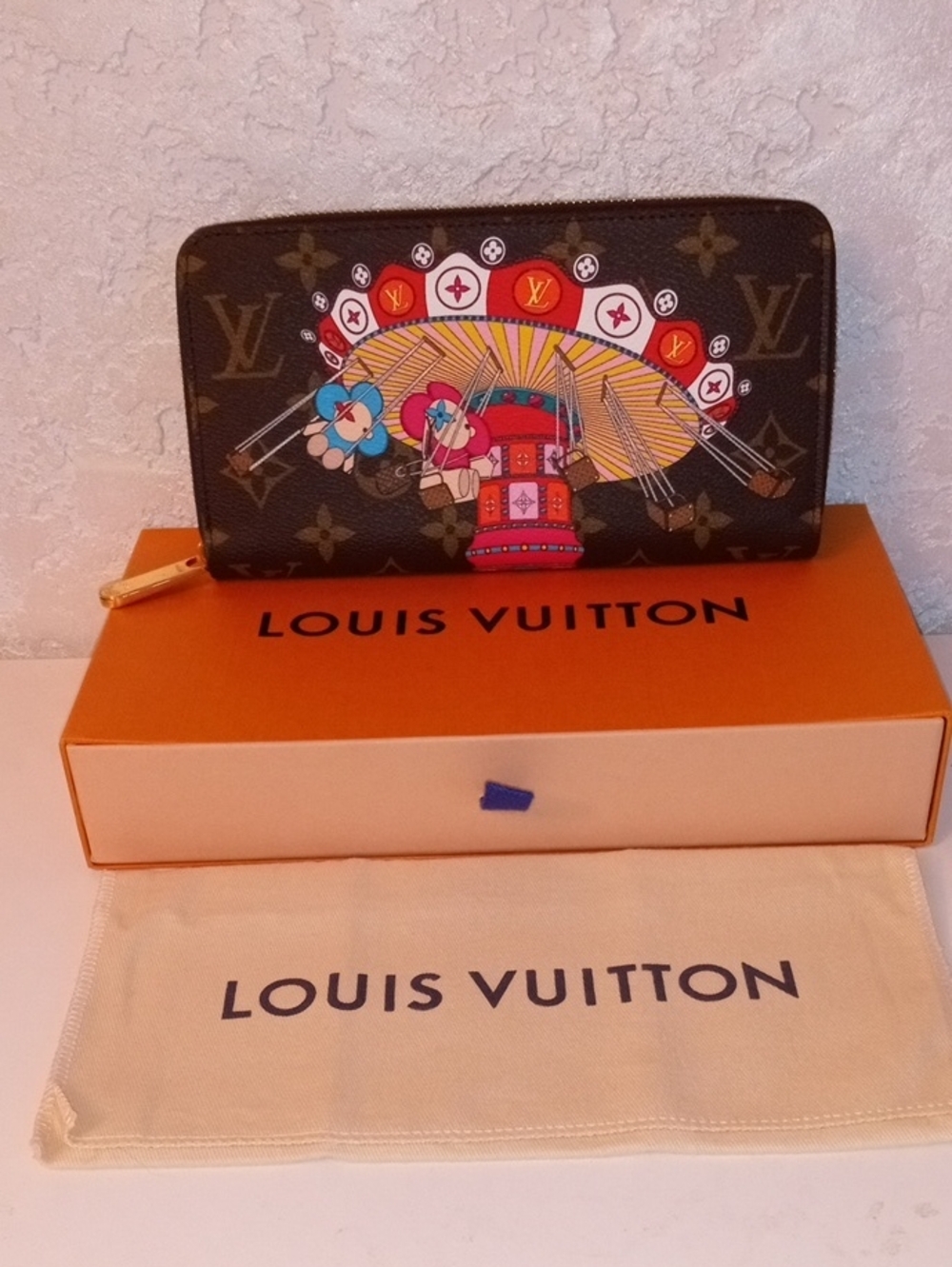 Louis Vuitton Monogram Rare Zip Wallet with Multicolor Carousel Motif Holiday Co